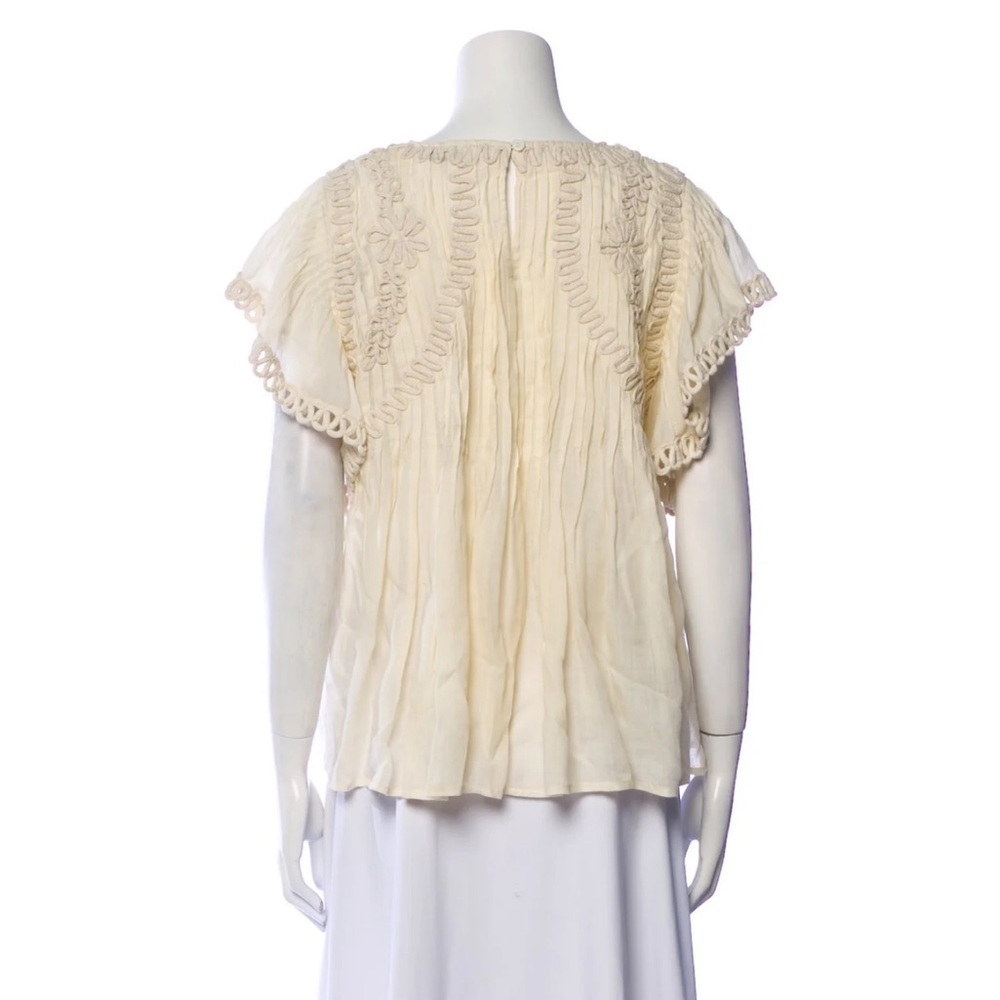 NWT SEA NEW YORK FRIDA SOLID FLUTTER SLEEVE BLOUSE TOP CREAM S - Picture 2 of 7